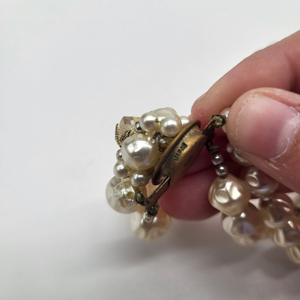 VTG Double Strand Faux Pearl and Faceted Bead Necklace JAPAN - Picture 9 of 15